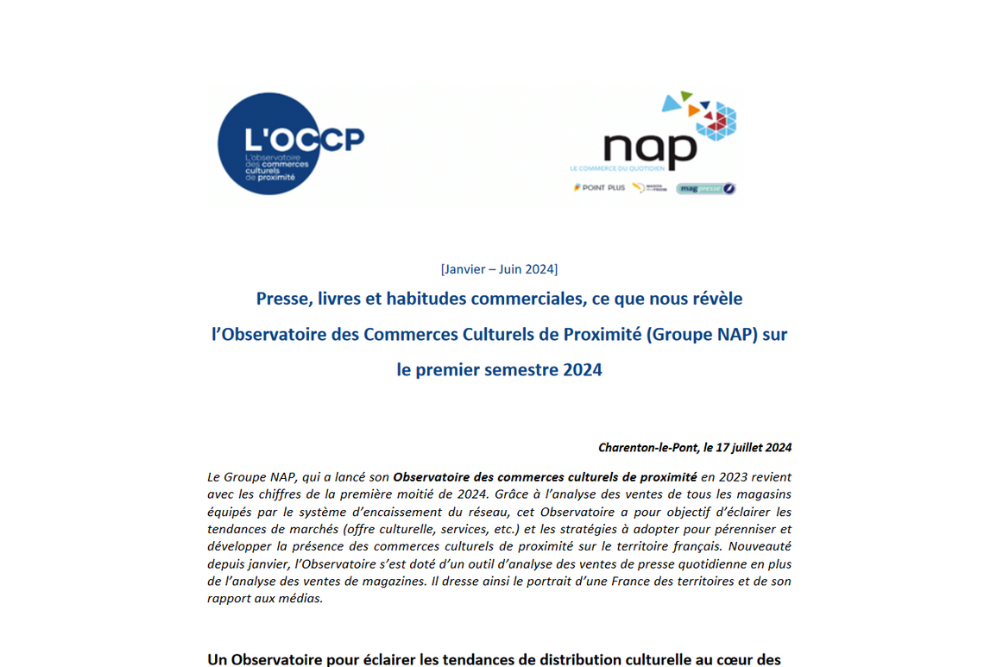 Observatoire des Commerces Culturels de Proximité sur le premier semestre 2024